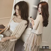 【Jilli~ko】薄款針織披肩外套 9246 FREE杏色
