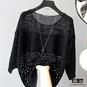 【Jilli~ko】冰絲鏤空針織罩衫 J7053 FREE黑色