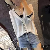 【Jilli~ko】薄款冰絲開扣外套 J7073 FREE白色