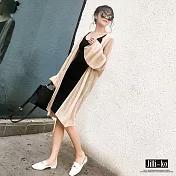 【Jilli~ko】長版薄款針織開衫 J7069 FREE杏色