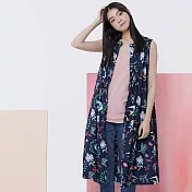Birdie無袖長版襯衫洋裝F藍花鳥