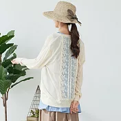 【慢。生活】後蕾絲拼接冰絲罩衫 1953 FREE杏色