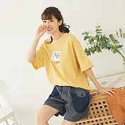 【慢。生活】前後貼布寬版T恤 369 FREE黃色