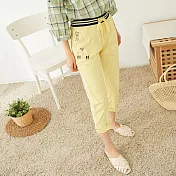 【慢。生活】貼布造型棉料九分長褲 M/XL/2L/3L M黃色