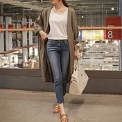 【初色】純色韓系長版罩衫-共3色-93954(M-2XL可選)M卡其色