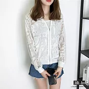 【Jilli~ko】薄款網紗拉鍊外套 2001 FREE白色