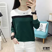 【Jilli~ko】拼色造型長袖T恤 8652 FREE綠色