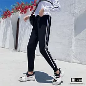 【Jilli~ko】邊條造型運動褲 267 FREE黑色