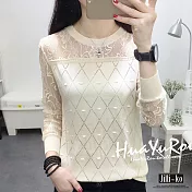 【Jilli~ko】鏤空蕾絲針織衫 6060 FREE杏色
