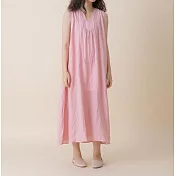 【e.life 質感衣著】旅程記憶｜棉麻無袖長洋裝 120007119F粉