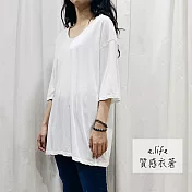 【e.life 質感衣著】她的調色盤｜寬鬆素色上衣 六色 110026119F白