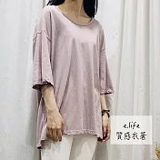 【e.life 質感衣著】她的調色盤｜寬鬆素色上衣 六色 110026119F紫