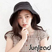 Sunlead 天然素材。防風吹落防曬寬緣可折邊遮陽帽(黑色)