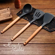 【Homely Zakka】木趣食光實木矽膠廚具三件組(鍋鏟/漏鏟/湯勺)