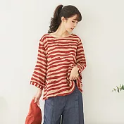 【慢。生活】不規則條紋上衣 5811 FREE紅色