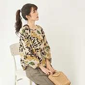 【慢。生活】配色印花衣襬抽繩上衣 2520 FREE卡其