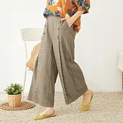 【慢。生活】排釦打摺後腰鬆緊寬褲 1825 FREE淺咖啡