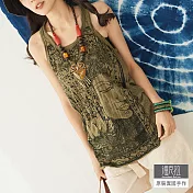 【潘克拉】泰國插畫捲背心(大佛) TM668 FREE深綠