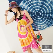 【潘克拉】細肩帶大綁染短連身裙 TM285 FREE黃色