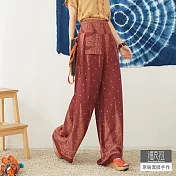 【潘克拉】半鬆緊羽毛寬口褲 TM994-1 FREE紅色