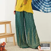【潘克拉】半鬆緊羽毛寬口褲 TM994-1 FREE綠色