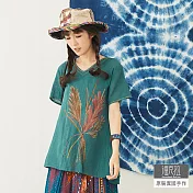 【潘克拉】芒草拔染繡線捲T TM685 FREE綠色