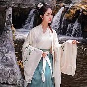 【芸綉坊】漢服廣袖襦裙古裝女中國風流仙裙杜若魏晉風學生日常改良古風夏裝 M/L　M綠色