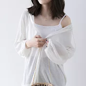 【那木】連帽純色針織寬鬆薄款外套(3色)   FREE白色