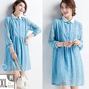 【MsMore】塞內加爾垂花水竹芋印花柔絲雪紡洋裝#105099M藍