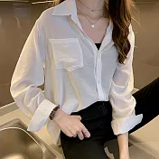 【初色】韓版氣質長袖襯衫-共2色-93964(M-2XL可選)M白色