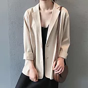 【初色】純色薄款西裝外套-共3色-93989(M/L可選)M杏色