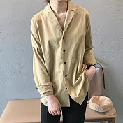 【初色】百搭復古寬鬆襯衫-共3色-93992(M/L可選)M卡其