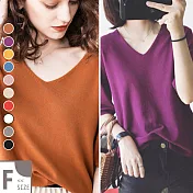 【MsMore】法國杜樂麗奢華簡約素雅七分袖毛織上衣#105056F焦糖