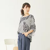 【慢。生活】袖口抽繩幾何圖上衣 7303 FREE藍色