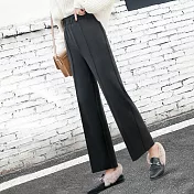 【初色】純色高腰括腿寬褲-深灰色-92724(XL可選)XL深灰