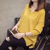 【NUMI】森-純色V領針織上衣-共2色-52100-(F可選)F黃色