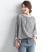 【初色】蕾絲寬版娃娃衫-黑條紋-94018(M-2XL可選)M黑條紋
