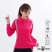 【遊遍天下】MIT女款顯瘦抗UV吸濕排汗機能POLO長衫(L063)M玫紅