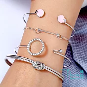 【Hera 赫拉】愛神之箭解開心結開口手鐲/手鍊套組-2色磨砂銀