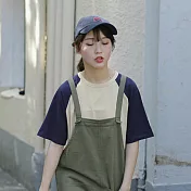 【良池】復古學院風純色插肩袖上衣     FREE拼接色