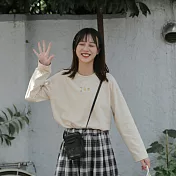 【良池】鯛魚燒印花圓領長袖上衣(2色)    FREE米色