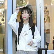 【良池】字母印花休閒連帽長袖式上衣 (2色)        FREE白色