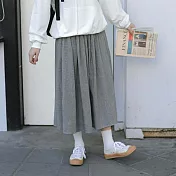 【良池】小細格紋鬆緊腰打摺半身裙 FREE黑白格