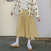 【良池】日系厚雪紡打摺半身裙(2色) FREE薑黃