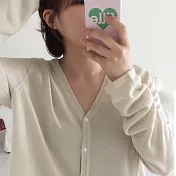 【那木】輕薄小V長袖短版針織衫(3色)   FREE米杏色