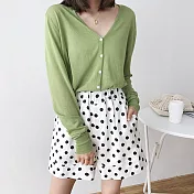 【那木】小方釦收擺長袖針織外套(5色)    FREE果綠