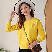 【初色】卡通刺繡棉質T恤-黃色-93936(M-2XL可選)M黃色