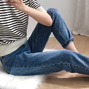 【那木】百搭高腰顯瘦老爺牛仔褲 S牛仔藍