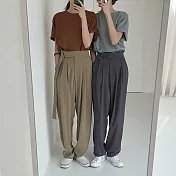 【那木】同色腰帶寬鬆直筒褲(3色) S橄欖色