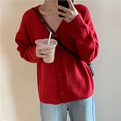 【那木】紮實柔軟大圓釦針織開衫(3色)    F絳紅